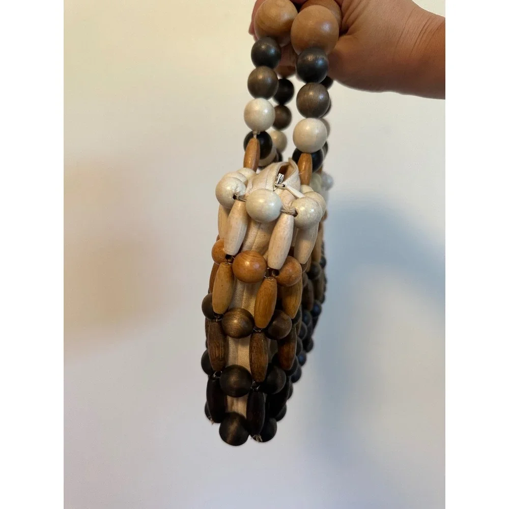 Cult Gaia Cora Ombre Wood Beaded Top Handle Bag